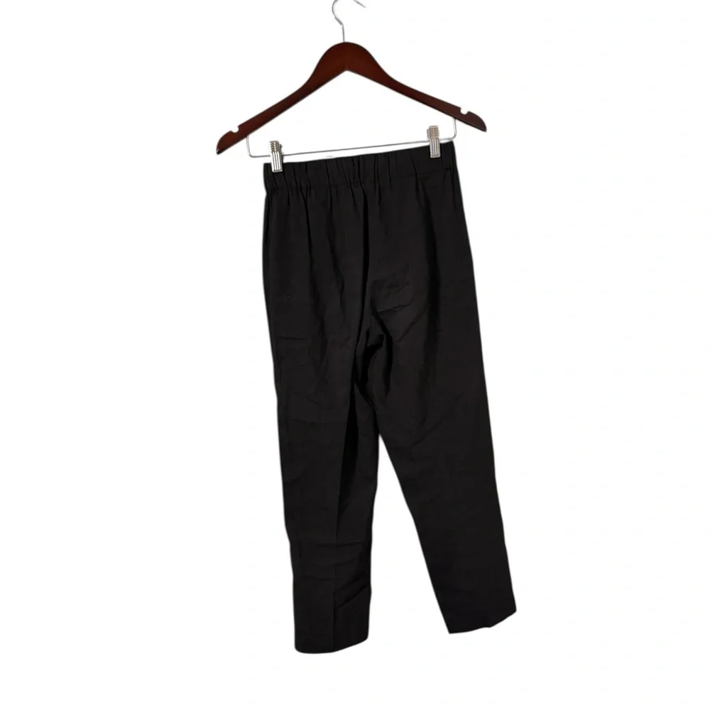 ARITZIA Babaton Eroll Linen Drawstring Black Pleated Pants Trousers